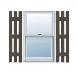 12 in. W x 59 in. H Vinyl Exterior Spaced Board and Batten Shutters Pair in Musket Brown