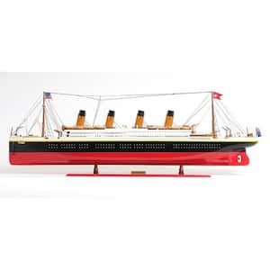 Wood Hand Painted Boat Decorative Sculpture