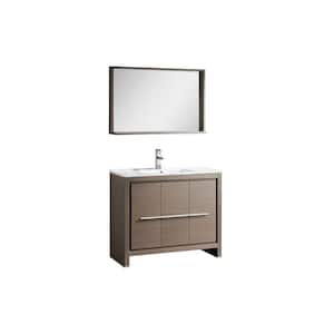 Allier 40 in. Vanity in Gray Oak with Ceramic Vanity Top in White with White Basin and Mirror (Faucet Not Included)