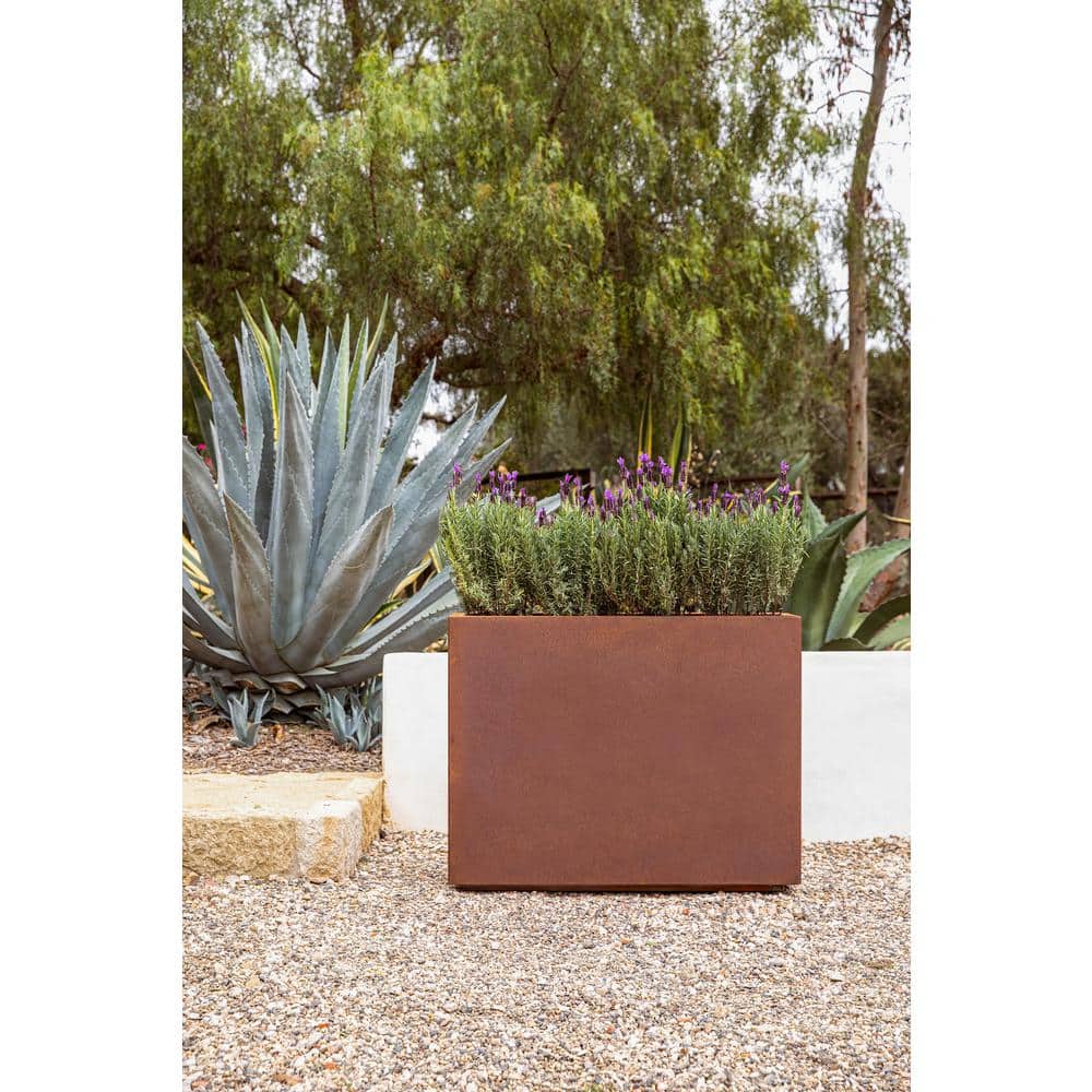 Rustic Corten Steel Tall Rectangular Planter