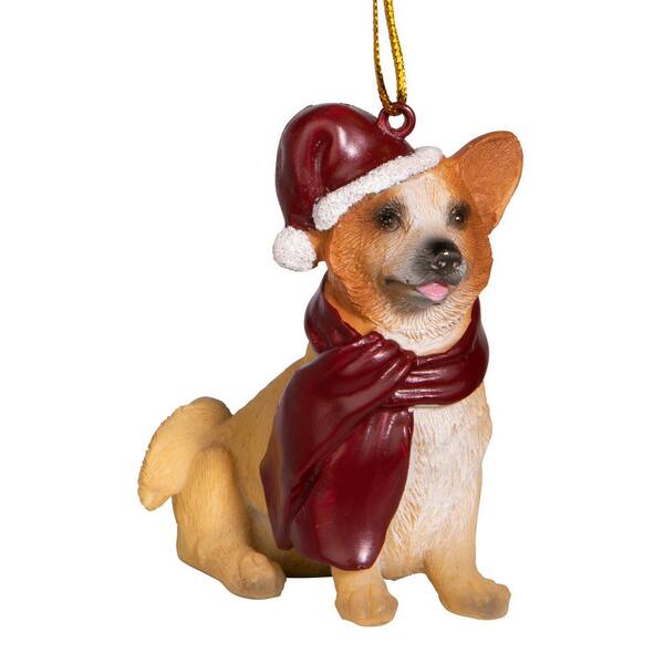 Design Toscano 3.5 in. Welsh Corgi Holiday Dog Ornament Sculpture