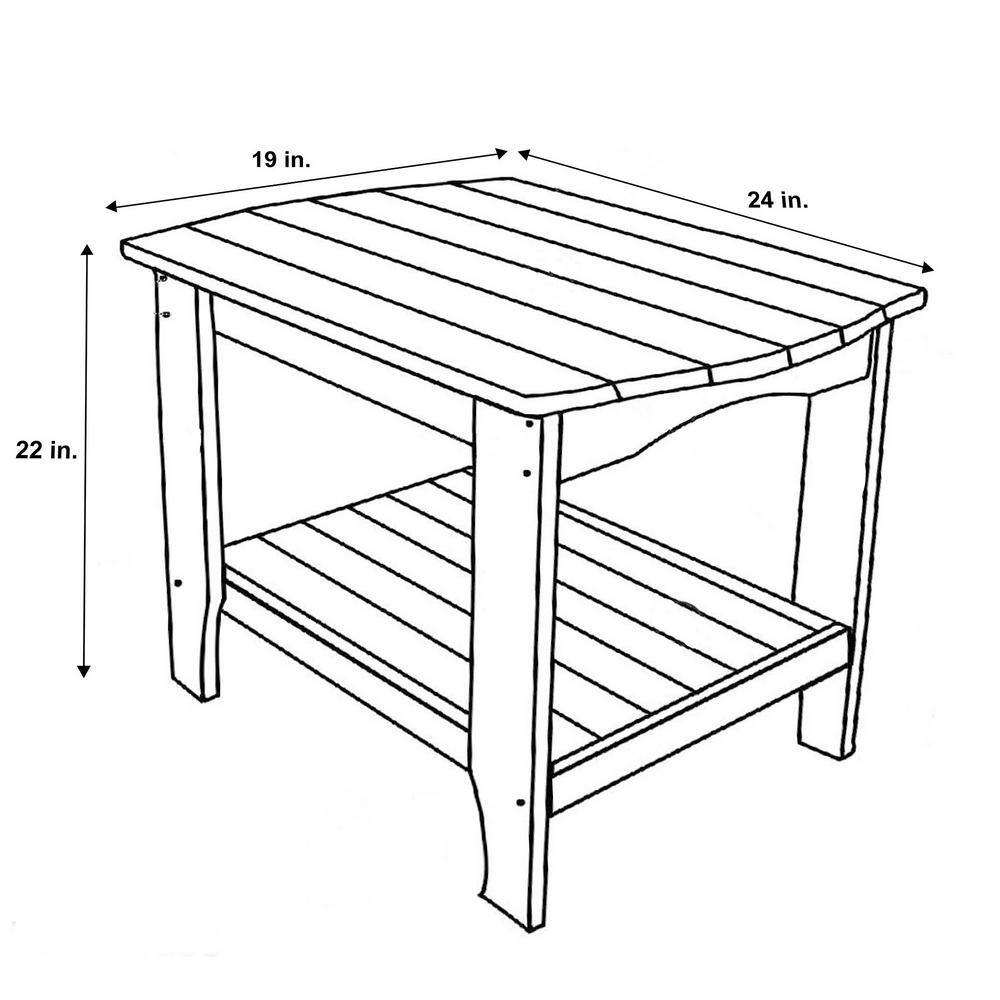 Cedarwood Rectangular Side Table with Stone Finish, 24"x22"