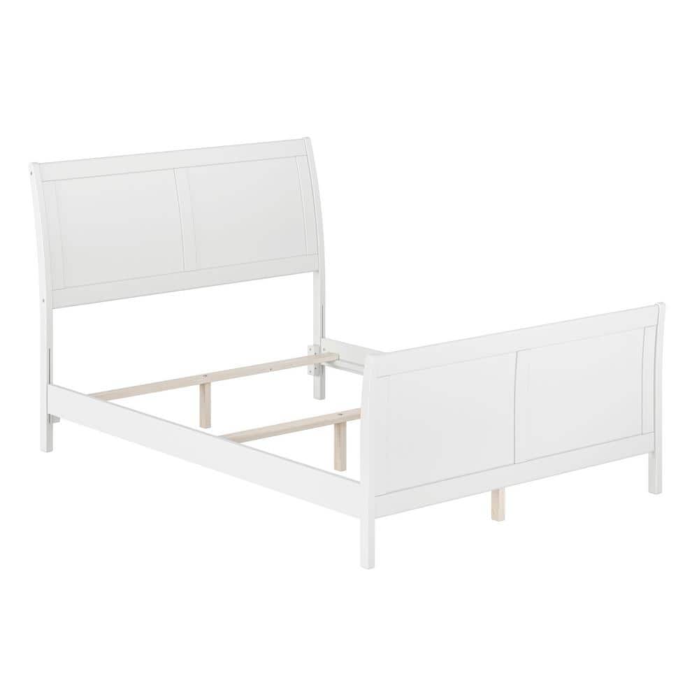 Portland White Full Size Wood Platform Bed with Headboard