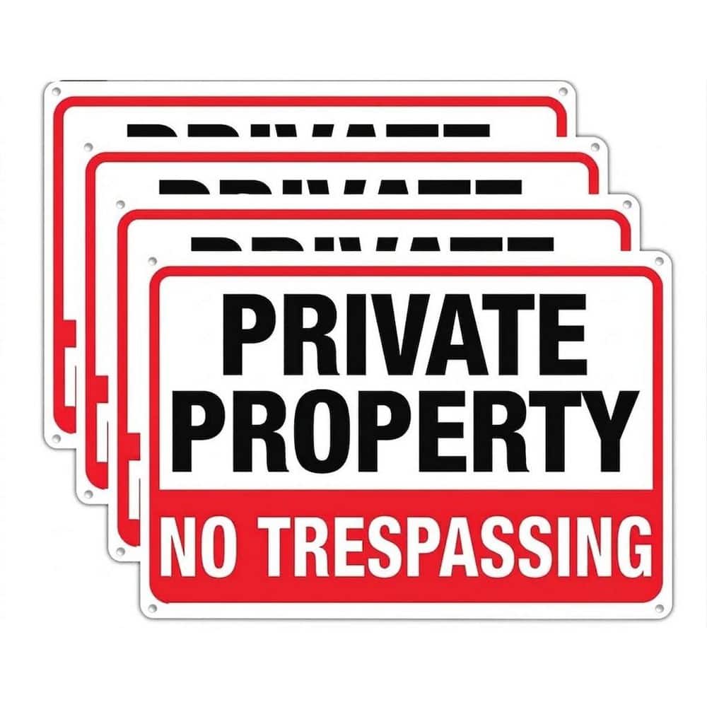 10x14 Inch Red White Aluminum No Trespassing Sign Metal UV Printed Weatherproof Private Property Sign for Home 4-Pack price history on PriceWatchPro