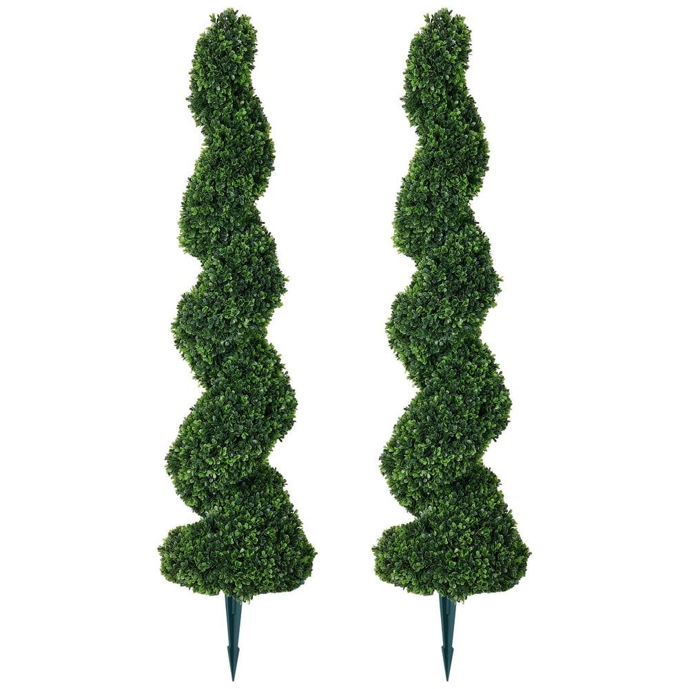 DR.Planzen 4 ft. Artificial Boxwood Spiral Topiary Trees Faux