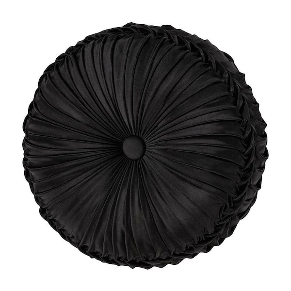Blythe Black and Gold Polyester Tufted Round Decorative Throw Pillow 15 x 15 in.