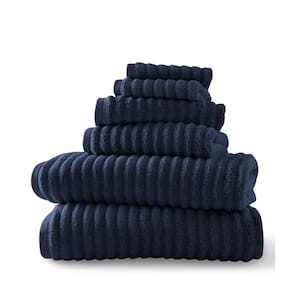 Blue Loom Mason 100% Cotton Low Twist Ribbed 6-Piece Towel Set Navy Blue