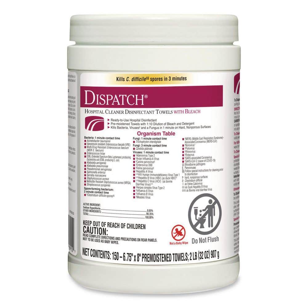 UPC 729969691509 product image for 6.75 in. x 8 in. 150-Count Dispatch Cleaner Disinfecting Wipes, Can | upcitemdb.com