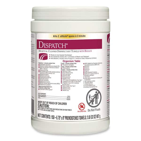 6.75 in. x 8 in. 150-Count Dispatch Cleaner Disinfecting Wipes, Can