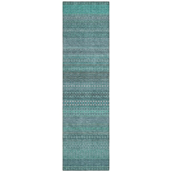 Addison Rugs Chantille ACN527 Turquoise 2 ft. 3 in. x 7 ft. 6 in. Machine Washable Indoor/Outdoor Geometric Runner Rug