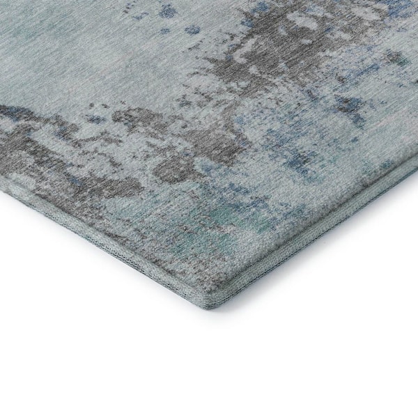 Mayfield Premium Machine Washable Abstract AMF2070 Turquoise 3 ft. x 4 ft. Area Rug