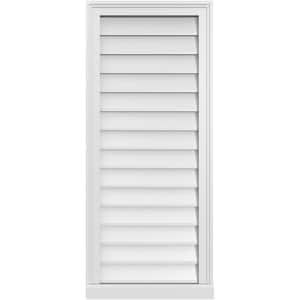 18 in. x 42 in. Vertical Surface Mount PVC Gable Vent: Decorative with Brickmould Sill Frame