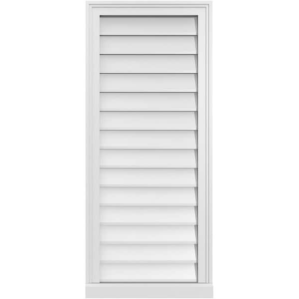 Ekena Millwork 18 in. x 42 in. Vertical Surface Mount PVC Gable Vent: Decorative with Brickmould Sill Frame