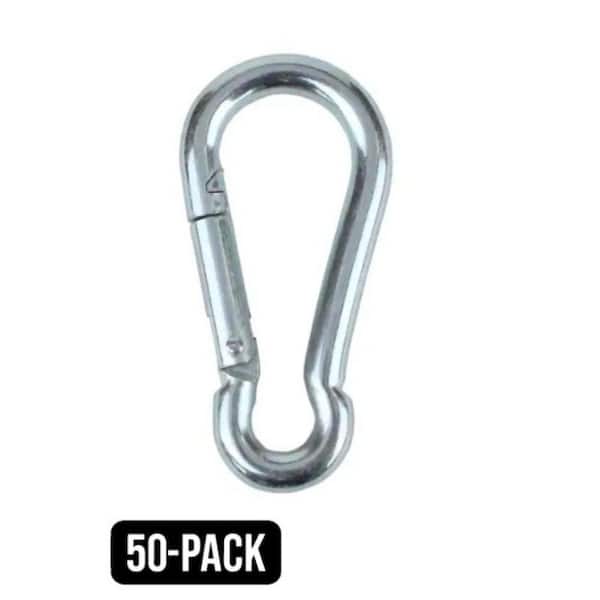 .25 in. x 2.375 in. Steel Silver Carabiners (50 Pack)