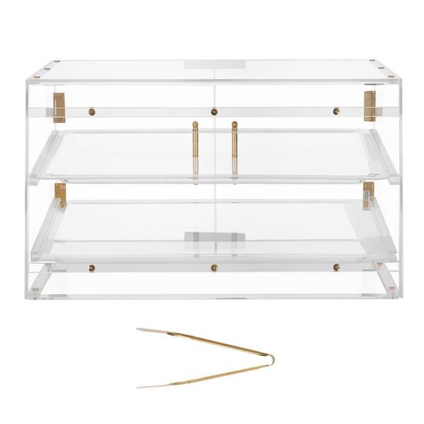 Bakery Display Case, 20.7 in. x 15. 7 in. x 12 in. 2-Tier Countertop Pastry Display Case, Clear Acrylic Bread Box