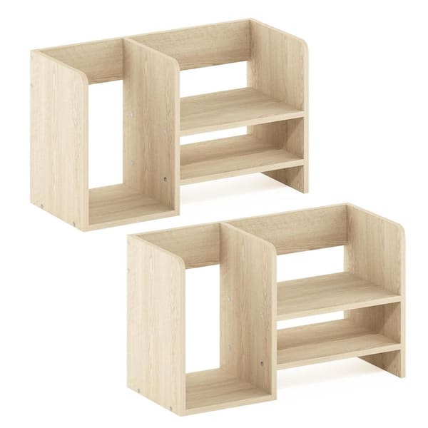 Beige 15.8 in. x 9.3 in. Wood Modern Desk Organizer Shelf, Set of 2