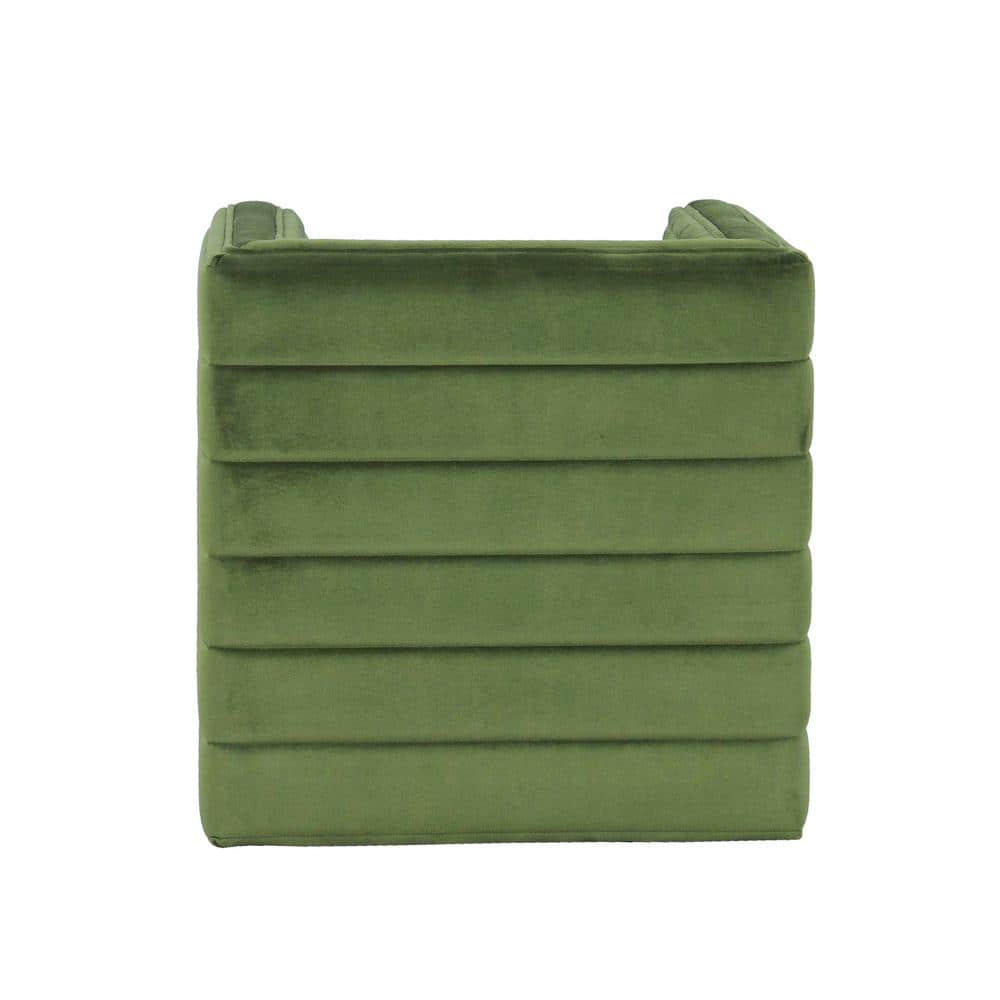 Elegant Green Velvet Tufted Footstool with Channel Detailing