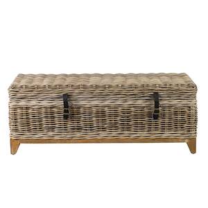 Kai 47 in. Gray Large Rectangle Wicker Coffee Table with Lift Top