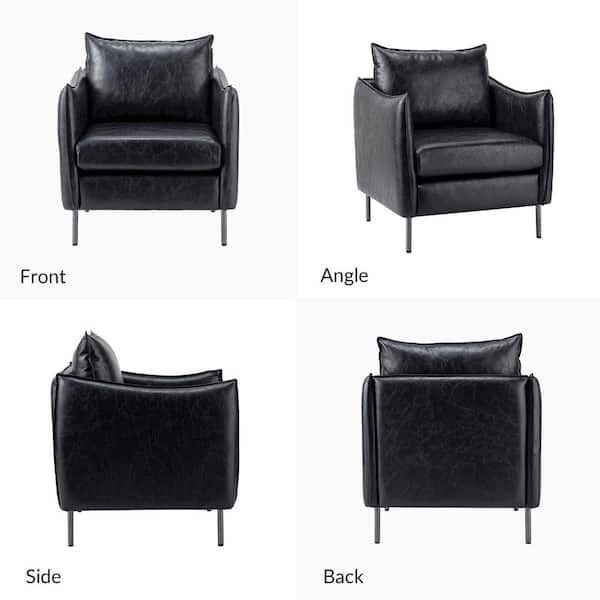 JAYDEN CREATION Hajo 30 in. Black Faux Leather Arm Chair