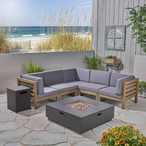 outdoor sofa with fire pit table