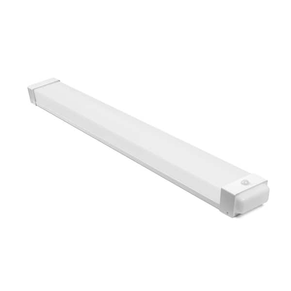 Commercial Electric 4 ft. White Integrated LED Wrap Light with Motion Sensor and Adjustable CCT plus Night Light at 4000 Lumens