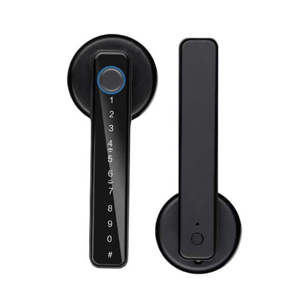 6.3 in Corded Matte Black Fingerprint Biometric Smart Door Handle