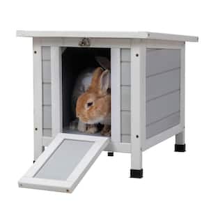 Portable Bunny Cage Indoor and Outdoor Rabbit Hutch Gray