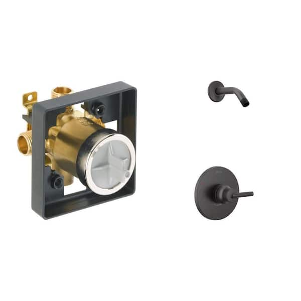 Trinsic Matte Black 1-Handle Shower Faucet (Valve Not Included) with MultiChoice Universal Shower Valve Rough-In Kit