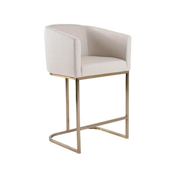 Yukon Modern 27 in. Off White Metal Counter Stool with Fabric Seat