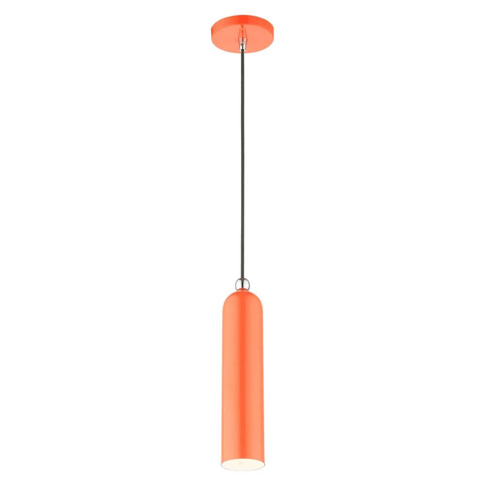 Ardmore Chic Mid-Century Shiny Orange Brass Pendant Light