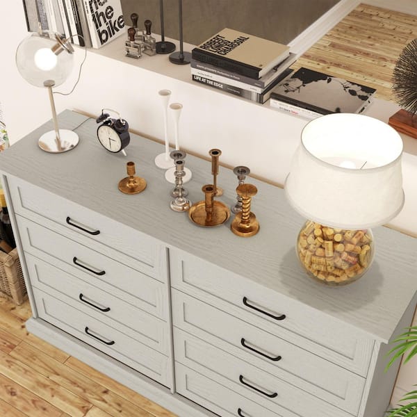 FUFU&GAGA Beige Wood Grain 8-Drawer 54.6 in. Width x 33.1 in. Height Wooden  Chest of Drawers, Dresser with Large Storage Space L-THD-260150-01