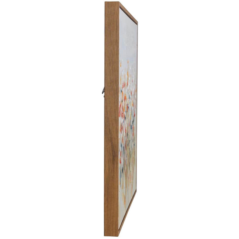Wildflowers Abstract Floral Canvas Wall Art with Natural Wood Frame