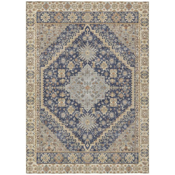 Chantille Machine Washable Indoor/Outdoor Abstract ACN2806 Navy 9 ft. x 12 ft. Area Rug