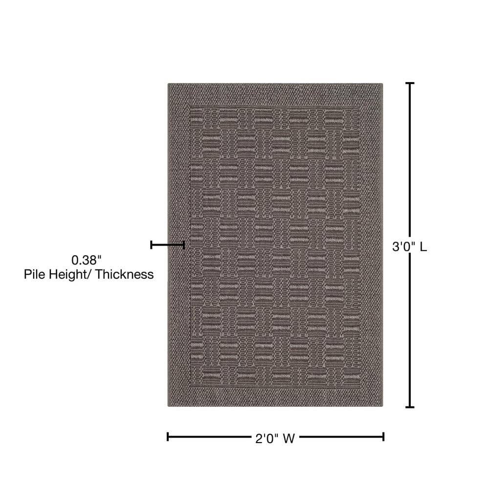 Gray Geometric Hand-Knotted Sisal Area Rug