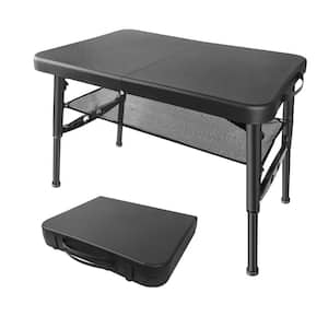 Small Folding Table, Light-weight and Height Adjustable, Perfect for Camping, Black