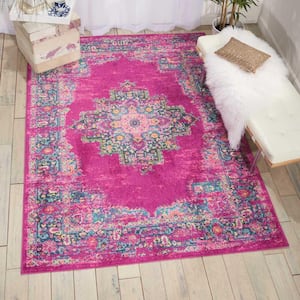 Passion Fuchsia 7 ft. x 10 ft. Persian Vintage Area Rug