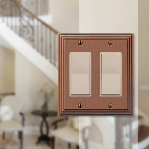 Tiered 2 Gang Rocker Metal Wall Plate - Antique Copper
