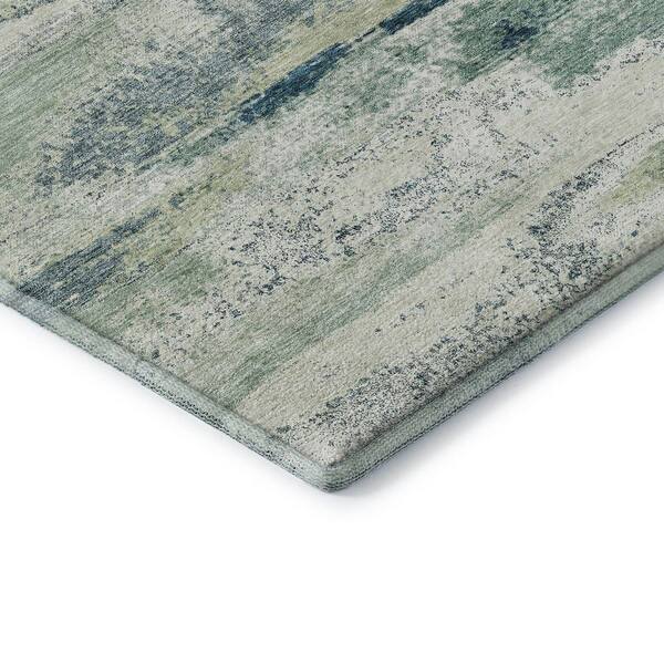 Mayfield Premium Machine Washable Abstract AMF942 Mint 2 ft. 3 in. x 7 ft. 6 in. Runner Rug