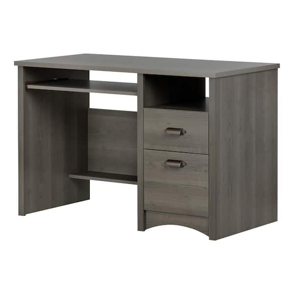 South Shore 46 in. Gray Maple Rectangular 2 -Drawer Computer Desk with Keyboard Tray