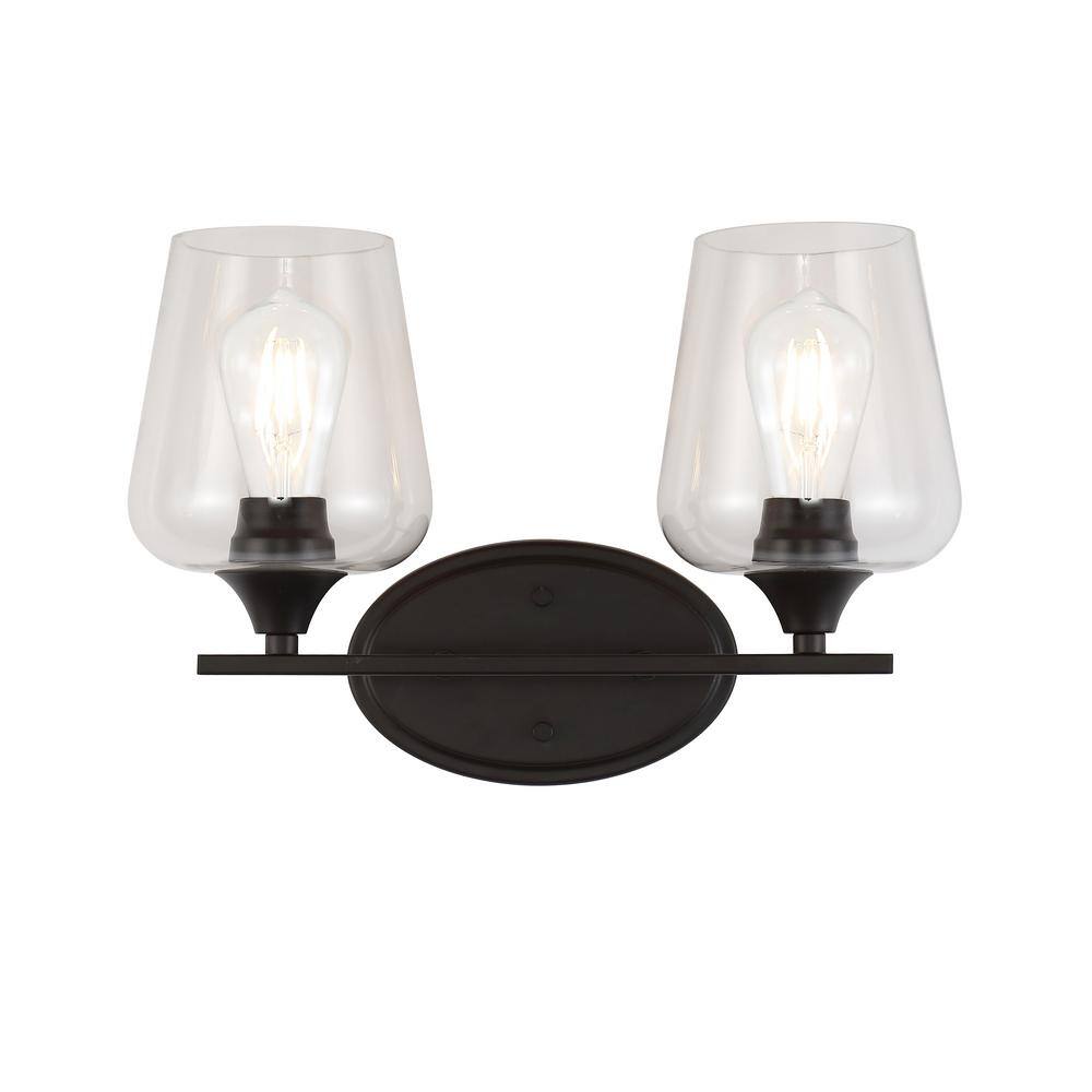 Jayne 16" Oil-Rubbed Bronze and Clear Glass Vanity Light