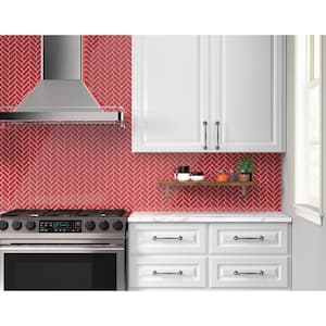 Restore Red 9 in. x 12 in. Glazed Ceramic Herringbone Mosaic Tile (6 sq. ft./case)
