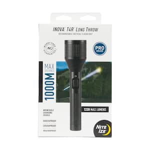 1220 Lumens INOVA T4R Long Throw Rechargeable Tactical Flashlight, USB Battery