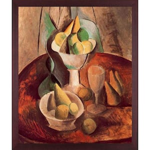 Fruit in a Vase by Pablo Picasso Open Grain Mahogany Framed Oil Painting Art Print 22.5 in. x 26.5 in.