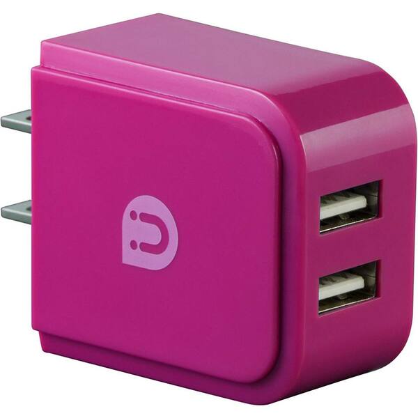 Uber 2-USB Port Wall Charger, Pink