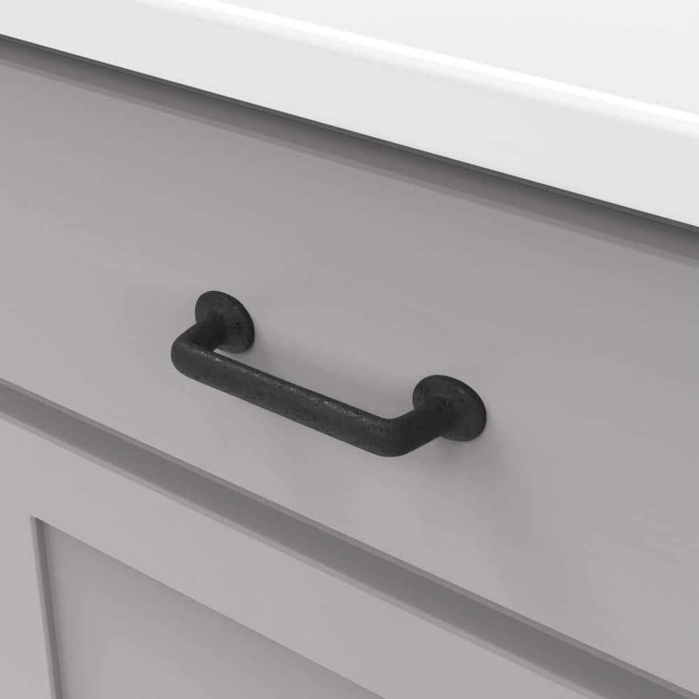 Matte Black Iron Bar Cabinet Pull with Mounting Hardware