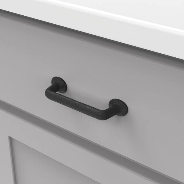 Rustic Cast Iron Black Drop Pull Handle For Cabinet, Drawer, Cupboard - Country Style