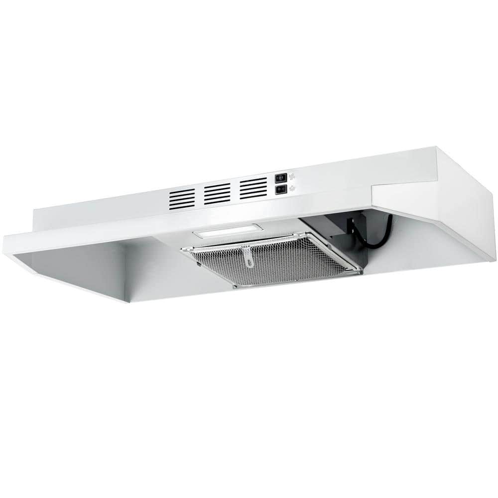 30-Inch White Convertible Stainless Steel Under Cabinet Range Hood