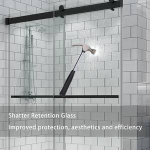 56 in. - 60 in. W x 74 in. H Sliding Frameless Shower Door in Matte Black with Clear Glass