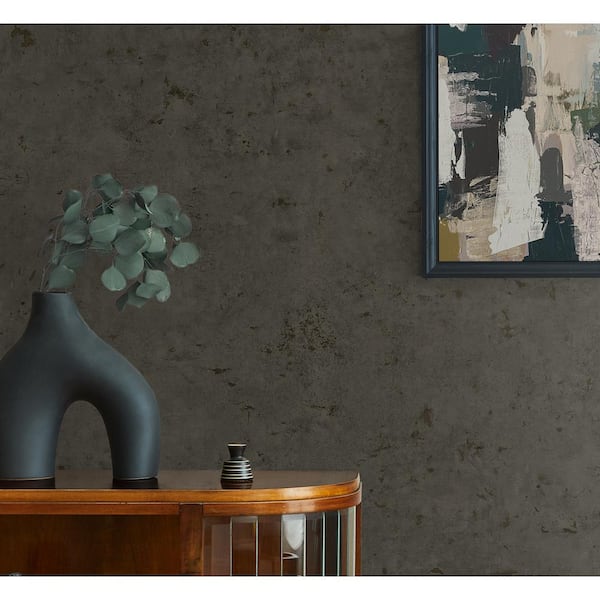 60.75 Sq. Ft. Metallic Espresso Concrete Faux Paper Unpasted Wallpaper Roll
