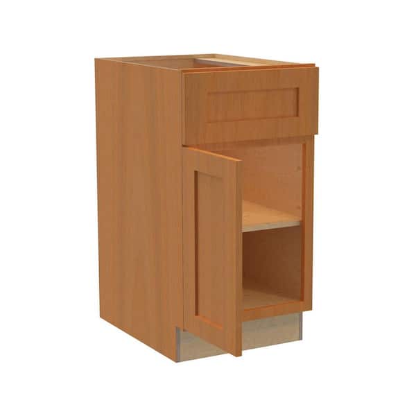 Newport 18 in. W x 21 in. D x 34.5 in. H Assembled Plywood Base Bath Cabinet in Cinnamon with Soft Close LH